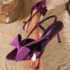 Fashion Butterfly-knot Decoration High Heeled Sandals Women Summer Sexy Open Toe Back Strap Slide Sandals Elegant Wedding Bridal Shoes