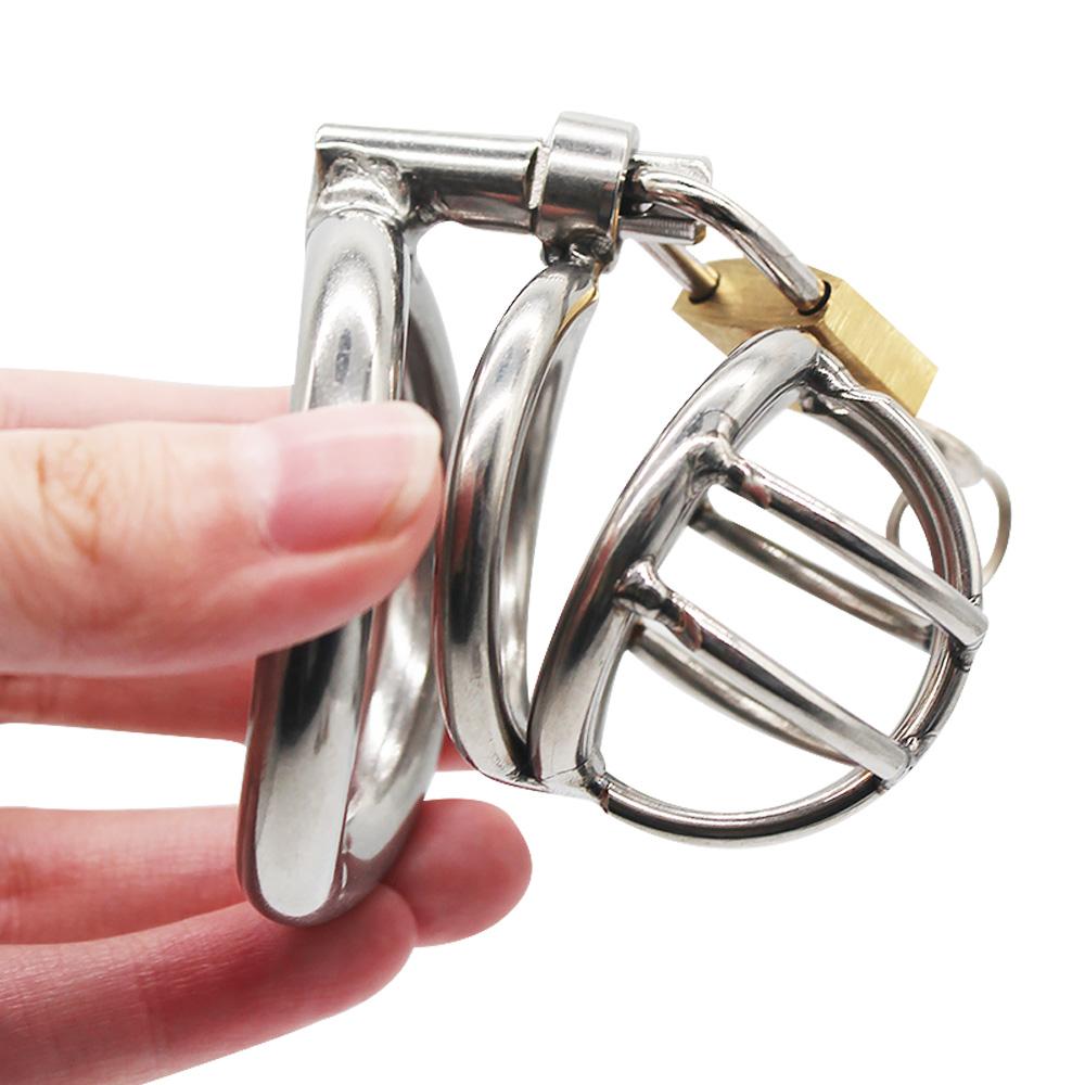 Stainless Steel Male Chastity Device Adult Cock Cage with Arc-shaped Cock Ring  Sex Toy Bondage Men Chastity Belt A224