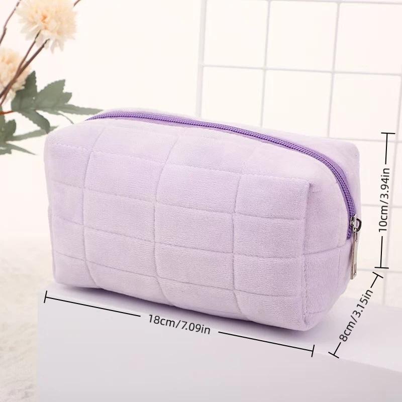 Plush Makeup Bag For Women Zipper Large Soft Cosmetic Bag Travel Make Up Toiletry Bag Washing Pouch Travel Organizer Bag
