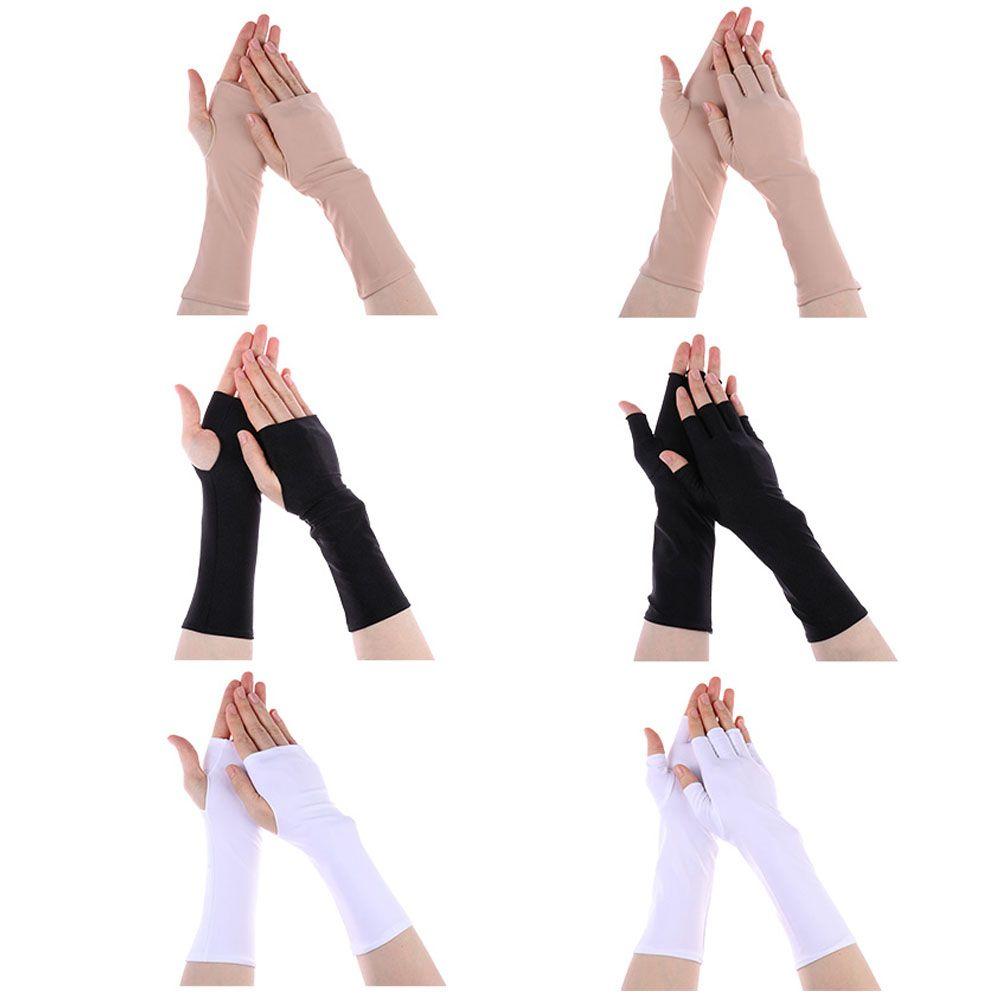 Accessories Arm Cool Solid Mittens Sunscreen Protection Half Finger Sleeves Fingerless Long Gloves