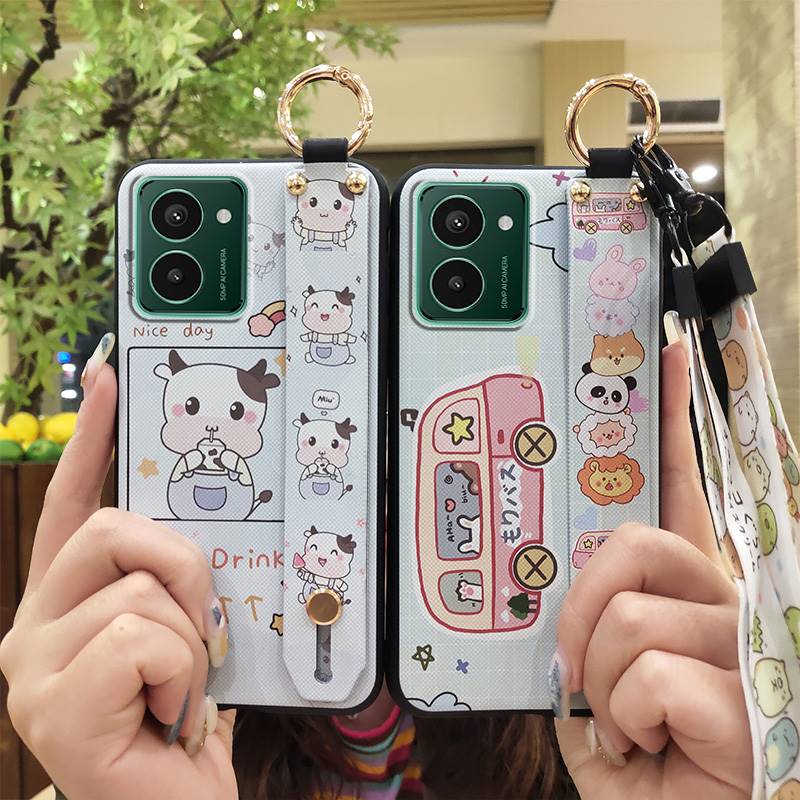 Cartoon Wristband Phone Case For Nokia HMD Pulse/Pulse+/Pulse Pro Shockproof Anti-knock Wrist Strap Fashion Design Ring