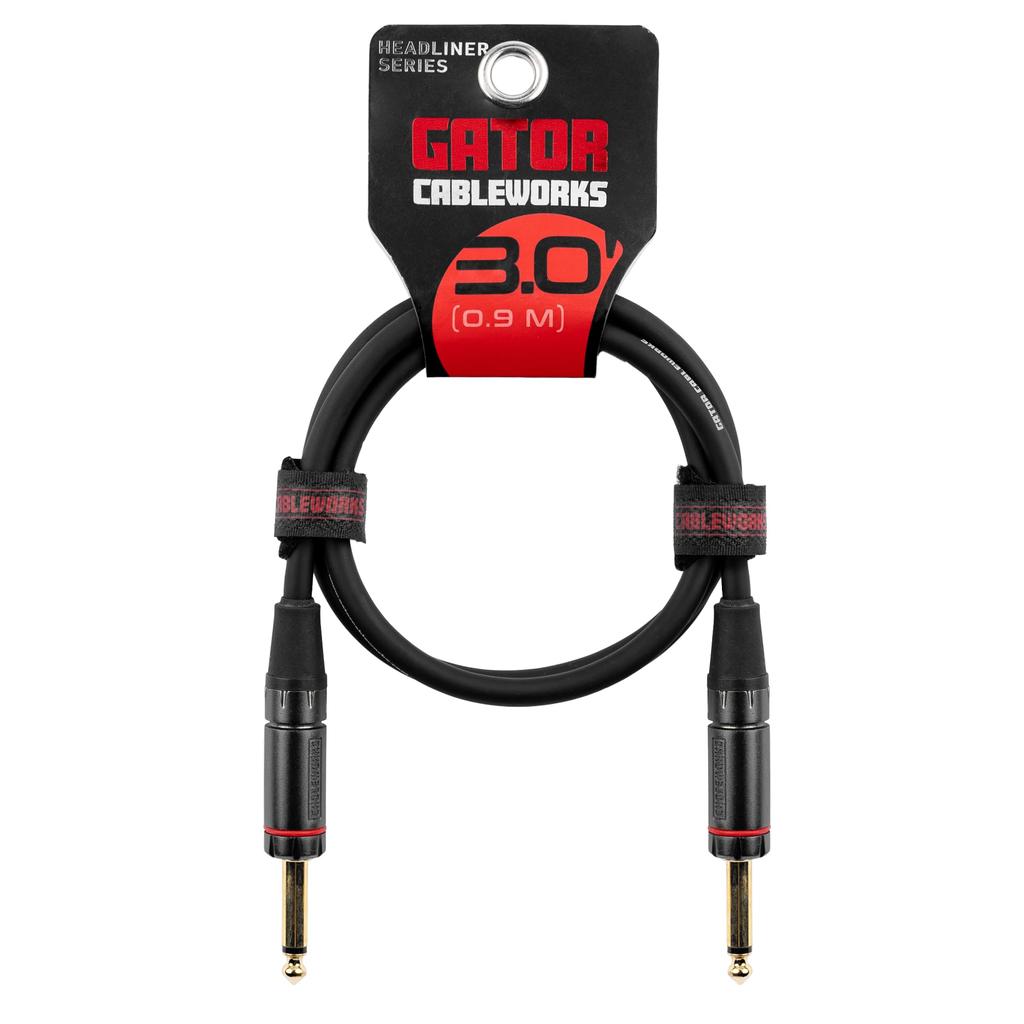 Cableworks by Gator Cases Headliner Series Shielded Cable for Guitar and Bass (3ft SS) GCWH-INS-03