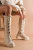 Women Modern Stylish Fashion Beige Long Lace Up Women's Boots