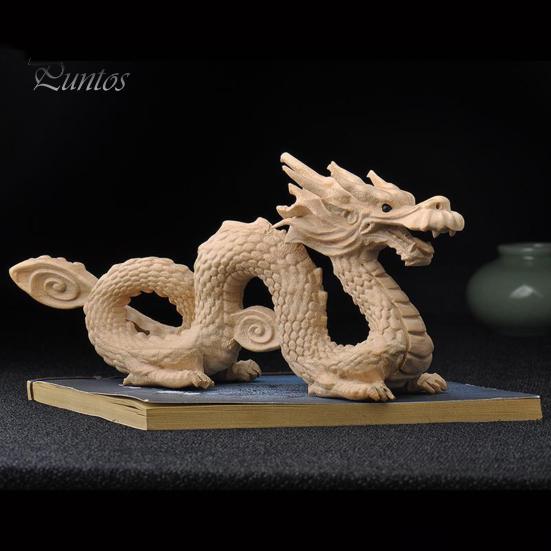 Фигурка китайского дракона из персикового дерева принесет удачу, богатство, резная статуя из натурального дерева, зодиакальный дракон, талисман, скульптура, новогодний орнамент фэн-шуй