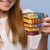 Painted Book Mug with Spoon Stack Book Creative 3D Coffee Cup Retro