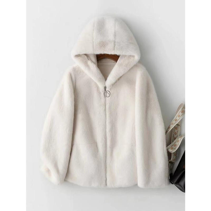 Шуба женская зимняя корейская короткая женская теплая свободная плюшевая с капюшоном толстая куртка пальто искусственный мех