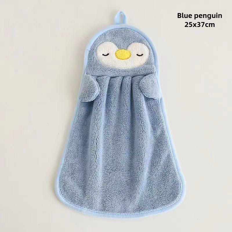 Hanging Coral Fleece Hand Towel Cartoon Animal Absorbent Kitchen Bathroom Washcloth Cute Goose Children Home Towels