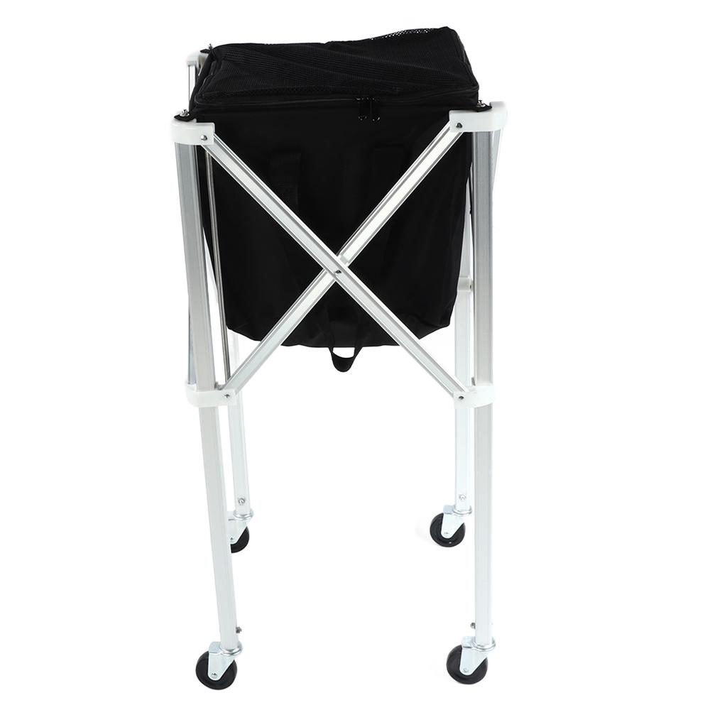 Foldable Tennis Ball Hopper Basket Cart Light Aluminum Alloy Trolley with Wheels for Tennis Balls