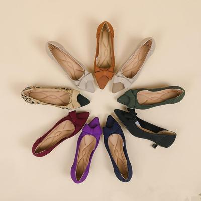 Женские туфли большого размера на весеннем каблуке-шпильке с острым носком, летние повседневные туфли с бантом, однотонные, на высоком каблуке, размеры 34-43