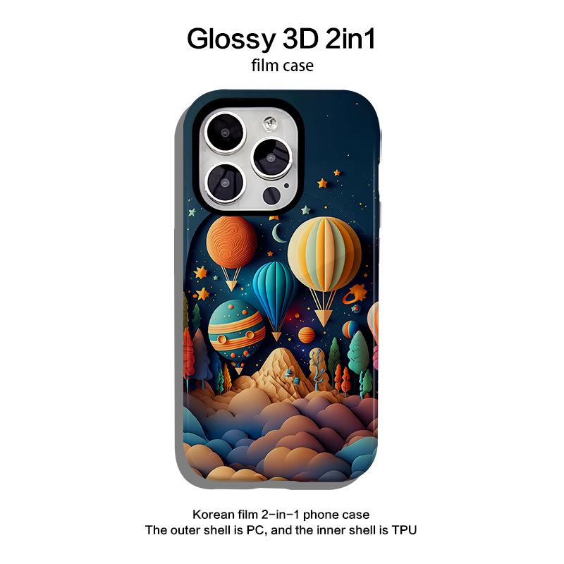 Hot Air Balloon Art Apple 16 Phone Case - Two-in-One for iPhone 14/15 Pro Max
