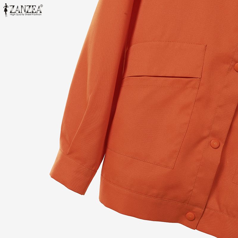 ZANZEA Женская повседневная блузка с отложным воротником и длинным рукавом