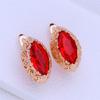 KNIKOO Серьги-клипсы с геометрическим узором для женщин, модные полые красные серьги-гвоздики с кубическим цирконием в виде листьев, ювелирные изделия для свадебной вечеринки, подарки