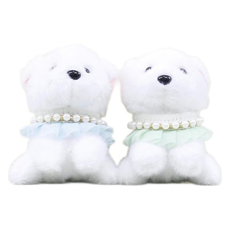 Cute Plush Dog Keychain Lovely Stuffed Animal Bag Charm In Green Blue White Pink
