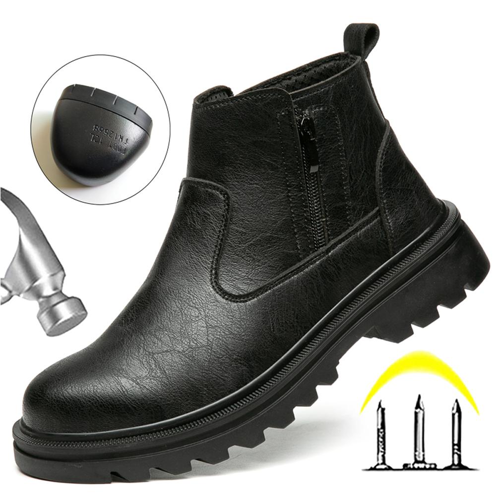 Plus Size 47 Work Boots Steel Toe Shoes Men Leather Boots Waterproof Safety Boot for Engineers Puncture-Proof Protection Shoes
