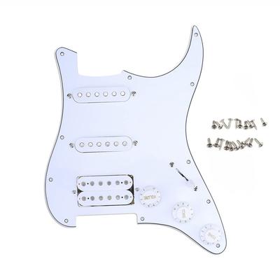 Сборка пикгарда HSS Musiclily для гитар Fender Stratocaster и Squier с хамбакером Белый 11 отверстий Предварительно распаянные звукосниматели с одной катушкой США/Мексика,