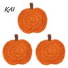 Crochet Pumpkin Cushion Handmade Coasters, Soft Polyester Coffee Mats, Gift for Housewarming Autumn Themed Farmhouse Dining Accessories Kitchen Table
