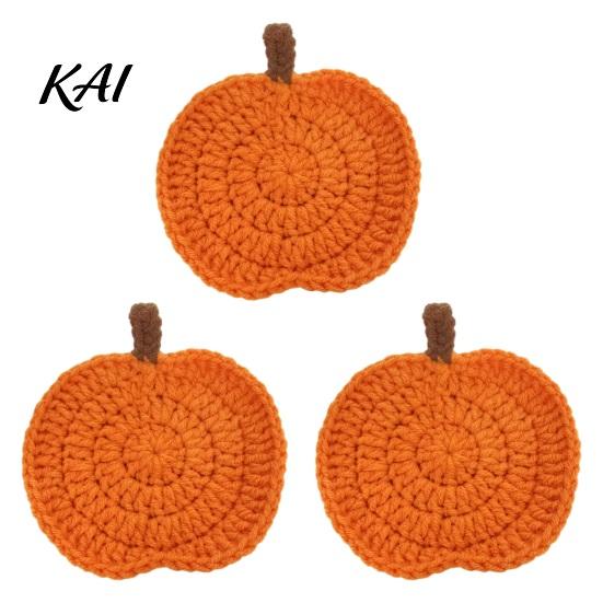 Crochet Pumpkin Cushion Handmade Coasters, Soft Polyester Coffee Mats, Gift for Housewarming Autumn Themed Farmhouse Dining Accessories Kitchen Table