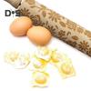Rolling Pin Labor-saving Wood Flower Pattern Embossing Baking Roller
