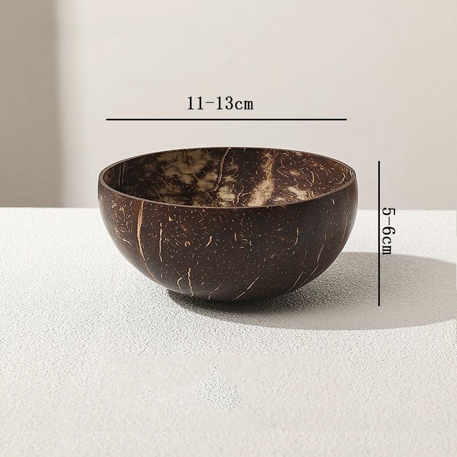 Natural Coconut Bowl Set Wooden Salad Ramen Bowl Coconut Wood Spoon Set Coco Smoothie Kitchen Tableware Coconut Bowl