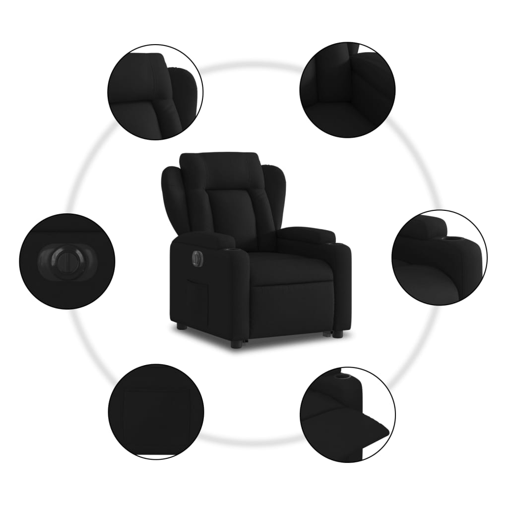 Vidaxl Подъемное Массажное Кресло, Электрическое, Раскладывающееся, Черное