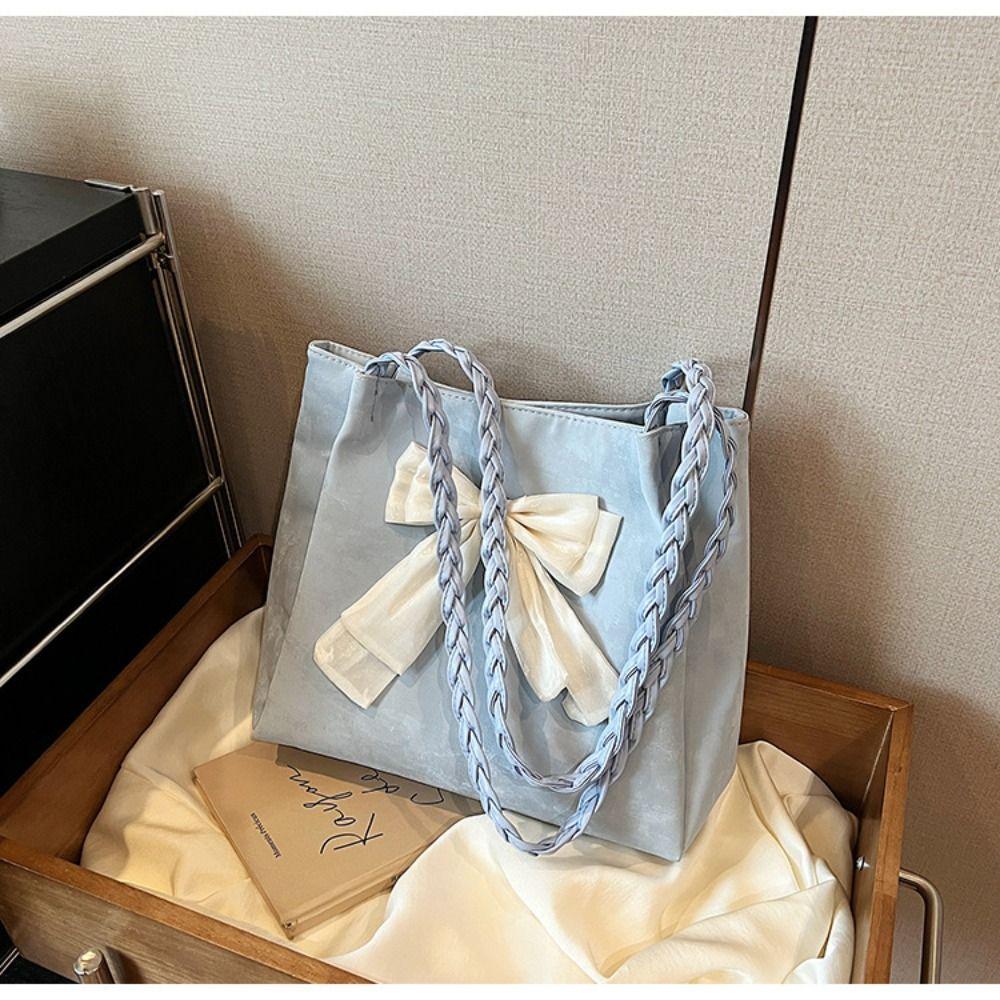 Однотонная сумка-тоут с бантом, милая сумка под мышкой