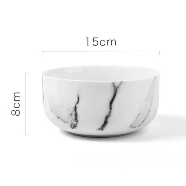 Скандинавский набор керамических мисок под мрамор – Фарфоровая посуда для завтрака, риса, лапши, супа