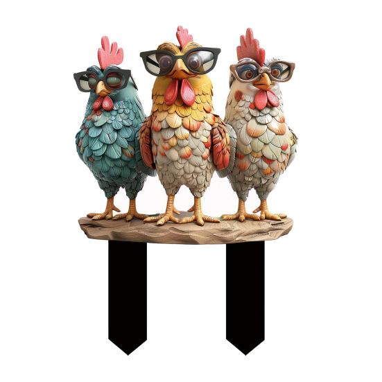 Decorative Garden Inserts Rooster Statues Waterproof UV Resistant Chickens Decorations Outdoor/Indoor Stakes