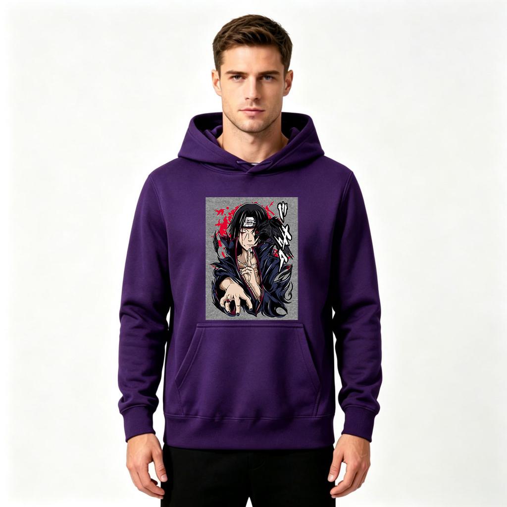 Men Anime Printed Pullover Hoodie Casual Long Sleeve Sweatshirt for Daily Wear