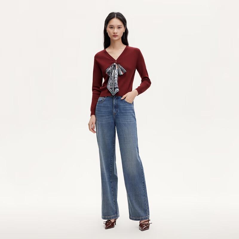 VEROMODA Women's Slim-Fit Nine-Sleeve Knit Cardigan with Ribbon