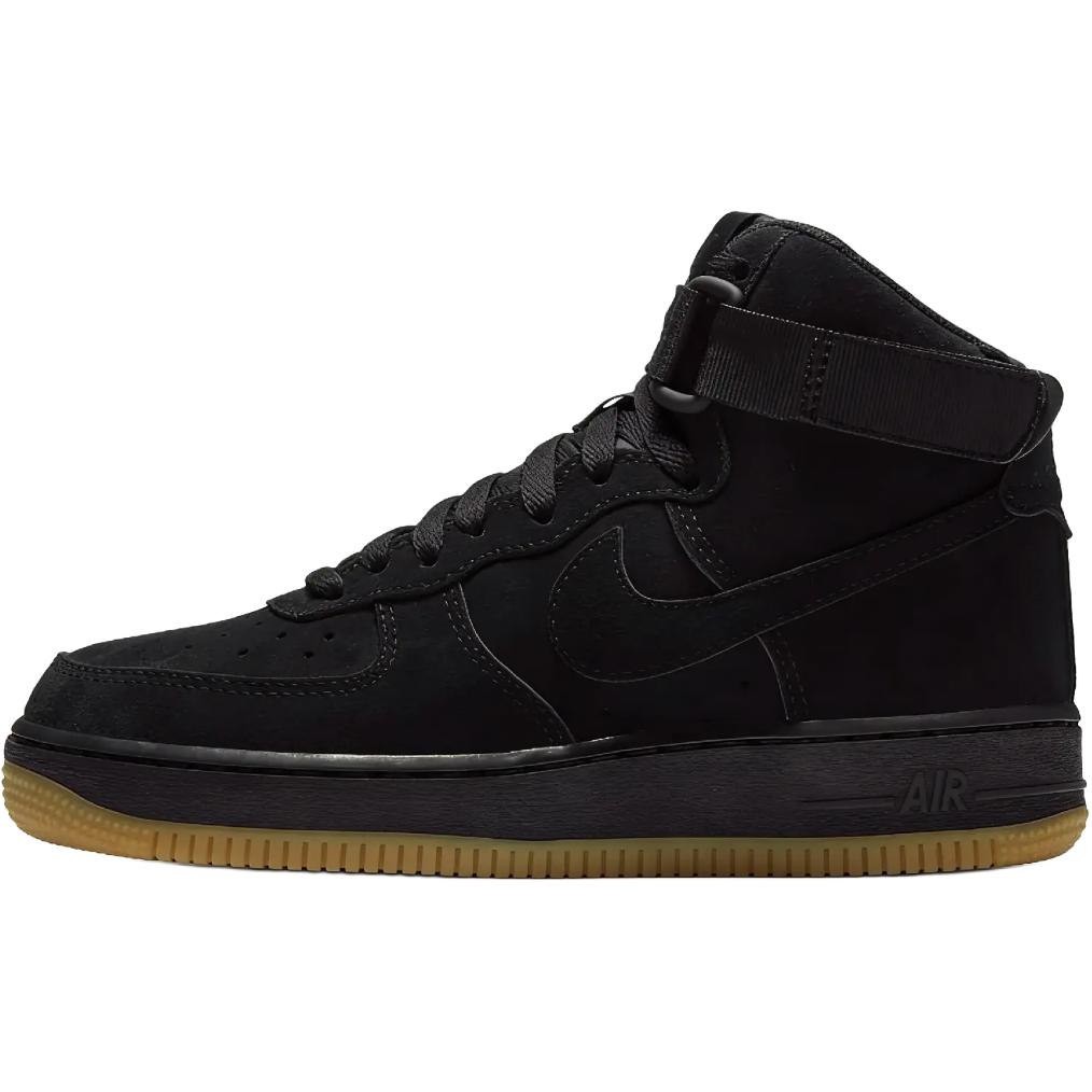 Nike Air Force 1 High Замша Черный Gum Детские 807617-002