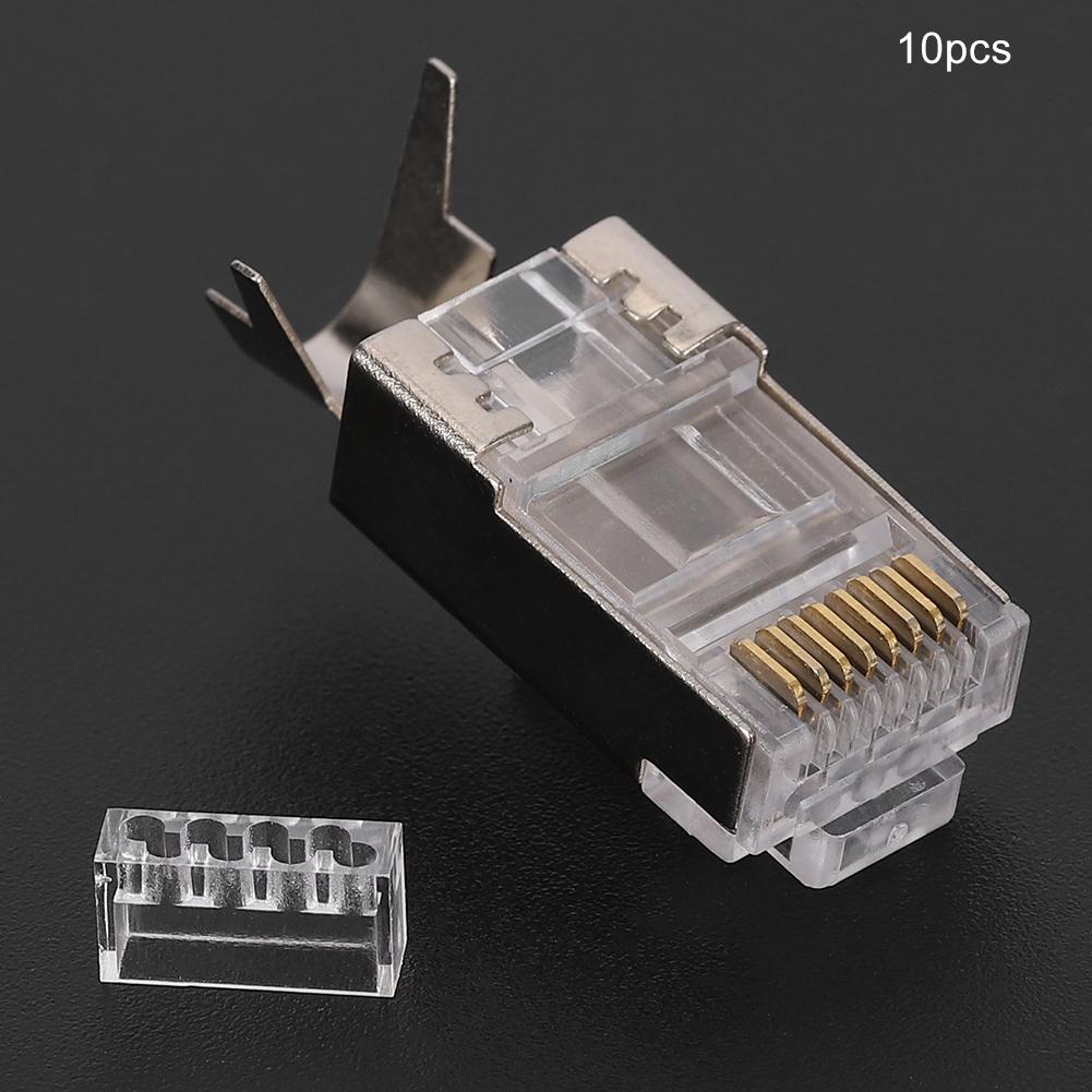 10 Pcs Shielded RJ45 8P8C CAT7 30GIP Communication Network Server Connectors Ethernet Cable RJ45