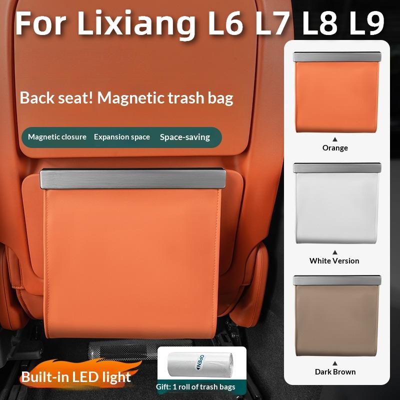 Для Li L6 L7 L8 L9 2025 2024 Lixiang Светодиодная Магнитная Кожаная Мусорная Сумка для Заднего Сиденья Автомобиля