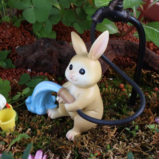 Rabbit Flush Sculpture Bunny Decor Yard Decoration Resin Bunny Figurines Home Garden Outdoor Statues Easter Rabbit Decoration