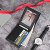 Men Business Wallets Leather Zipper Short Coin Pouch Multi-Card Photo Holder Iron Edge Korean Male Purse