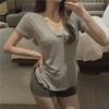 "2024 Women's Summer V-Neck Irregular Short-Sleeve T-Shirt - Pure Desire Style"
