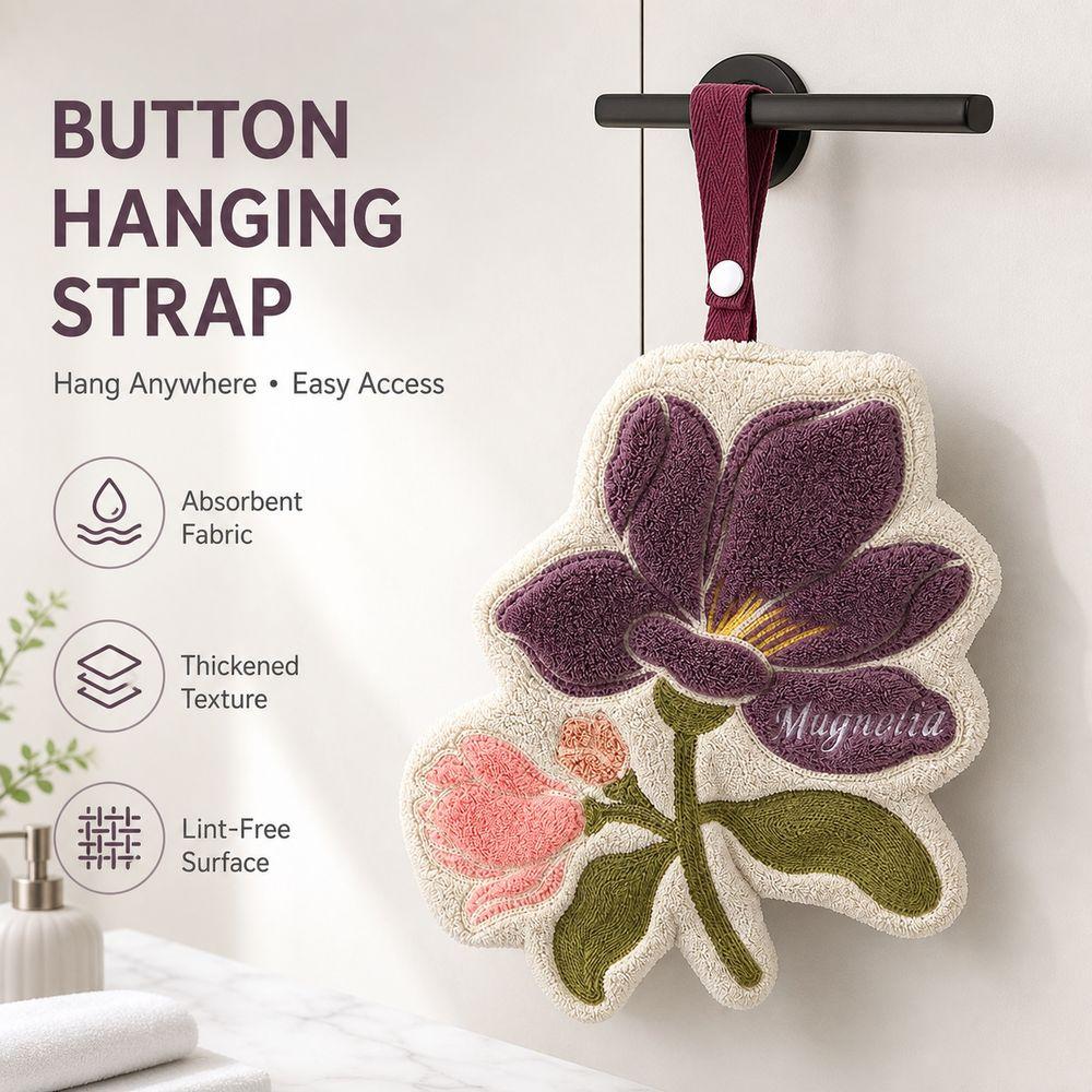 Absorbent Hanging Hand Towel Fabric Flower Hand Towel Gifts Floral Hand Towel Kitchen Use