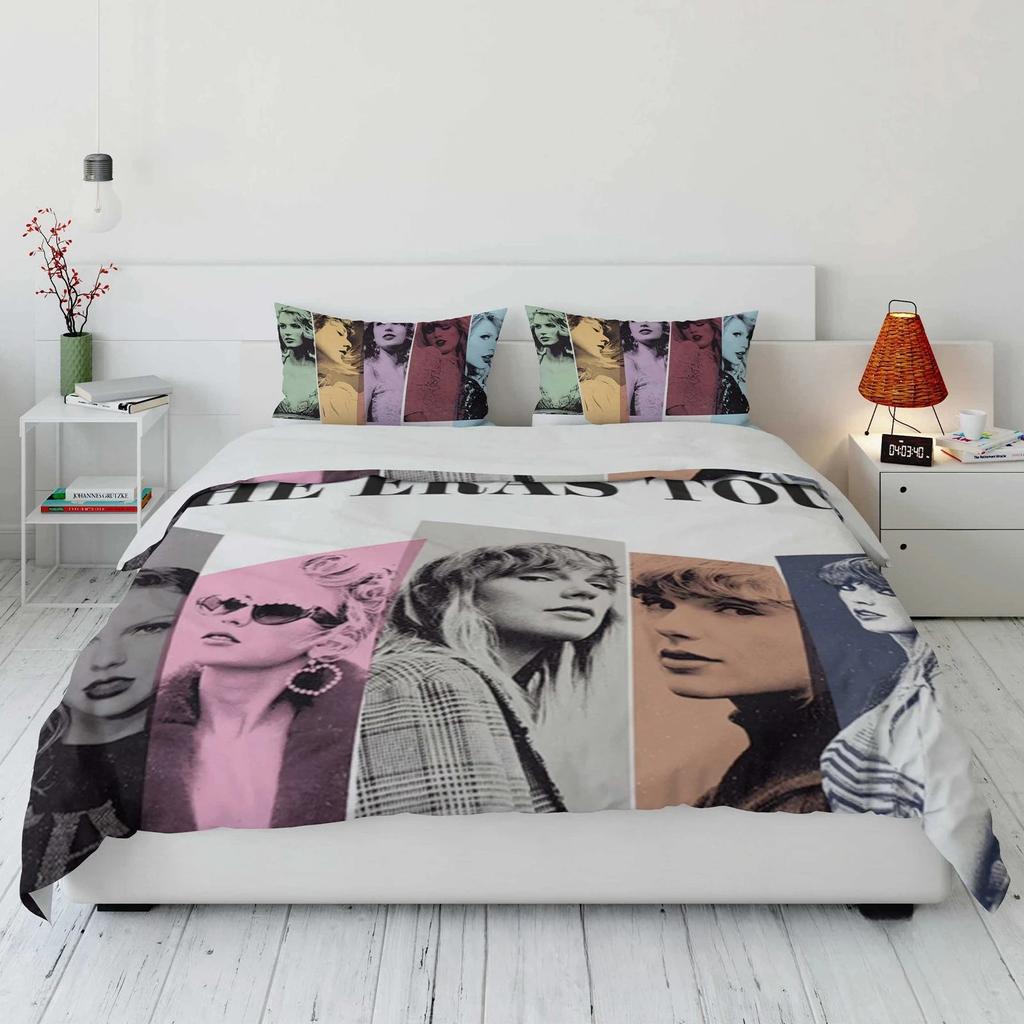 Pop Duvet Cover Female Singer Taylors Printing Bedding Set Celebrity Swift Pillowcase Bed Kit Famous Star Quilt Cover Bed Set