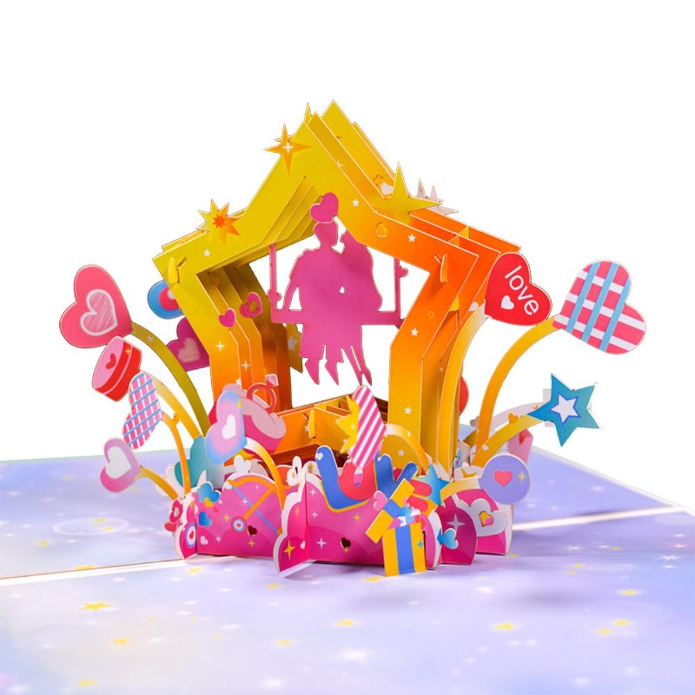 Romantic 3D Heart Tree Greeting Card Elegant Blessing Pop-Up Valentine's Day Cards with Envelope Folding Wedding Blessing Card