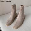 High Quality Ladies Sheep Suede Ankle Boots Chunky Low Heel Round Toe Boots Fashion Women Slip-On Winter Boots Shoes 34-43