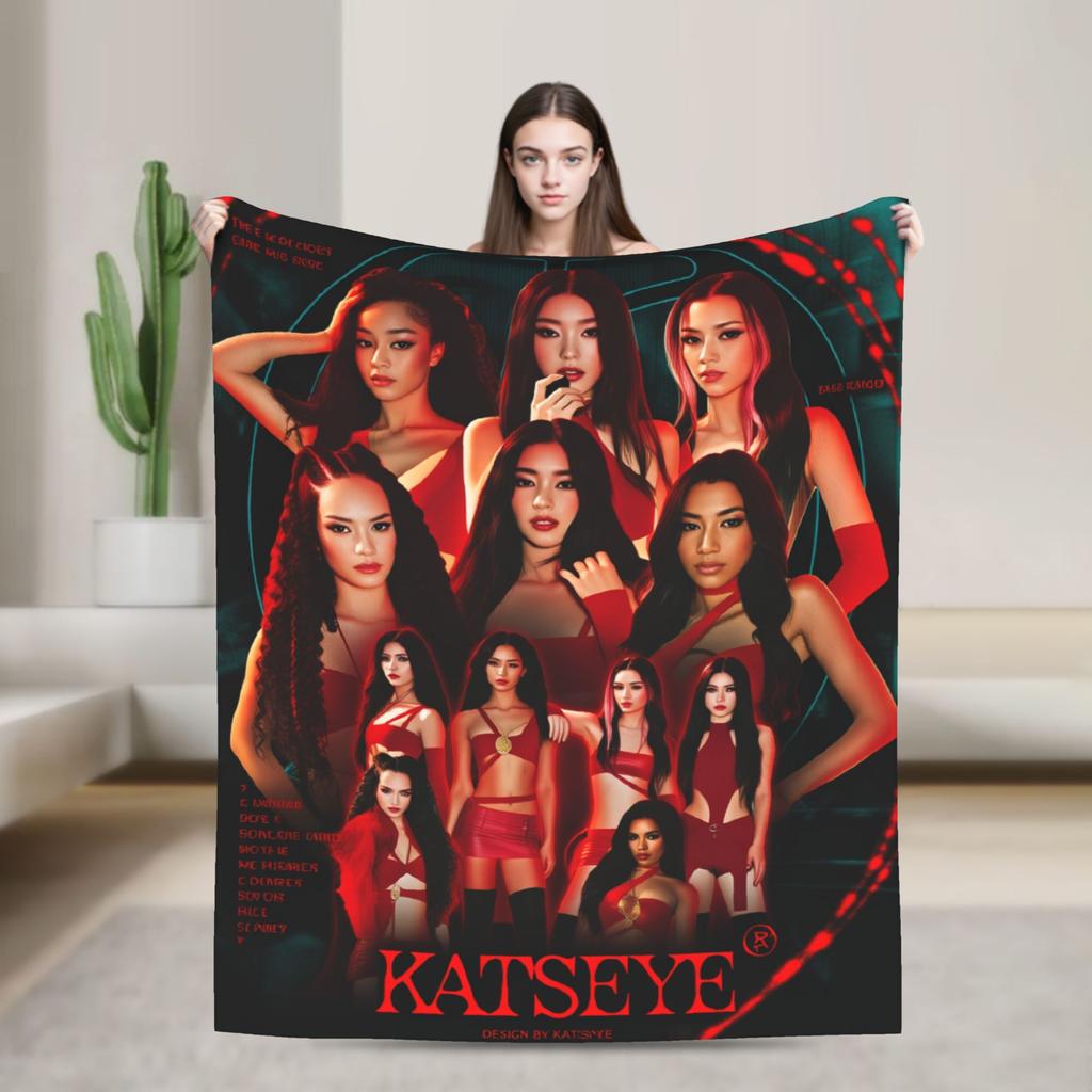Katseye Kpop Girls Теплое одеяло Детское плюшевое плед с принтом Диван Кресло Фланелевая простыня Покрывало для диван-кровати