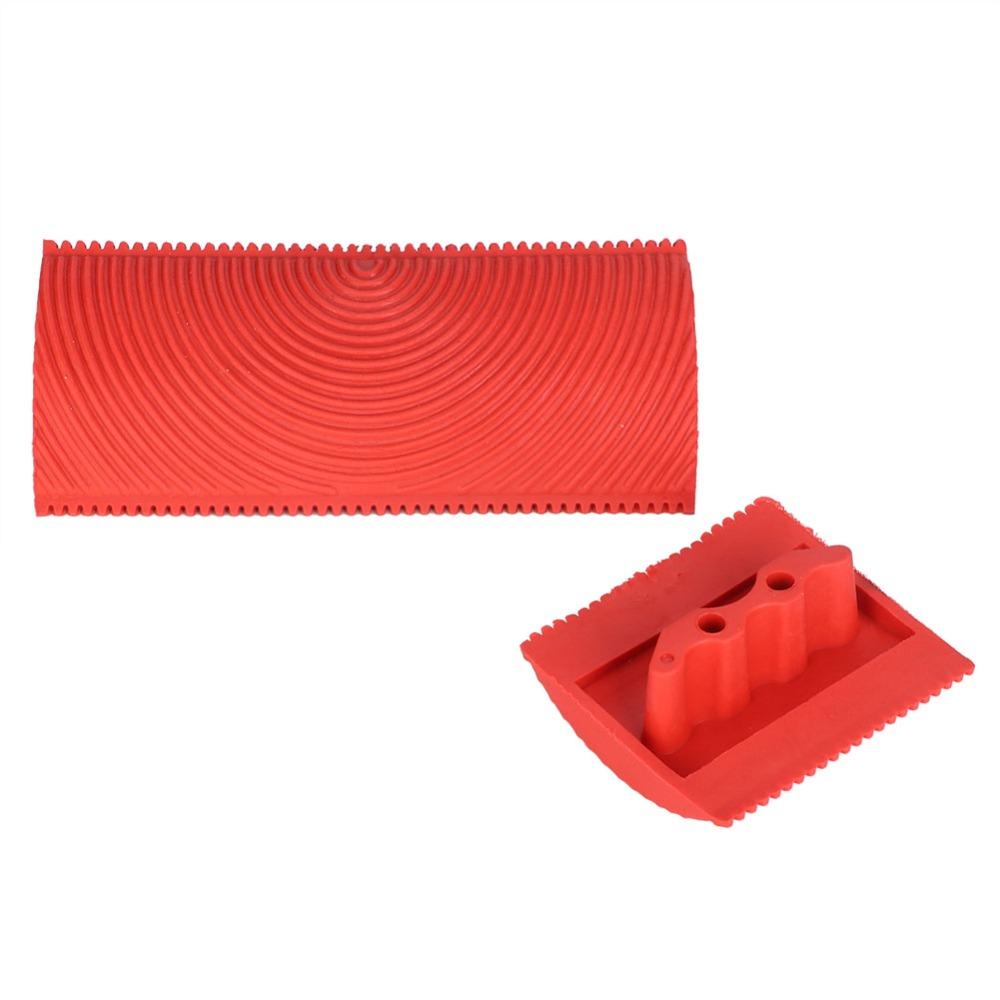 2pcs Embossed Pattern Wood Graining Tool Red Faux Wood Painting Tool Wood Grain Brush DIY