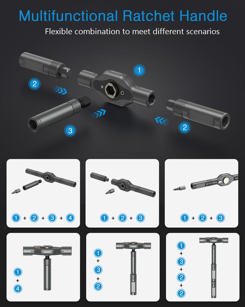 Ratchet Screwdriver Set with 40 Magnetic Drill Bits Rotatable Ratchet Handle Multifunctional Screwdriver Set DIY Work Hand Tool