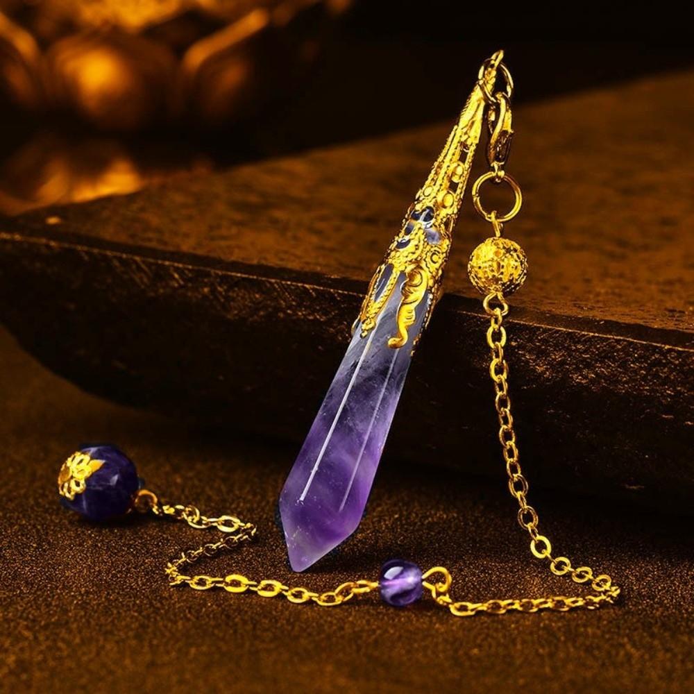 Energy Natural Crystal Pendulums Hexagon Cone Witch Spiritual Pendulos  Jewelry Gift
