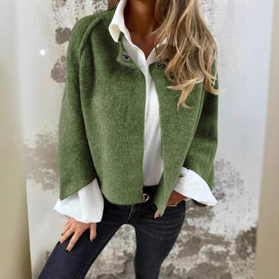 Женское свободное короткое кашемировое пальто с рукавами «летучая мышь», однотонное, на пуговицах, с длинными рукавами, 2025