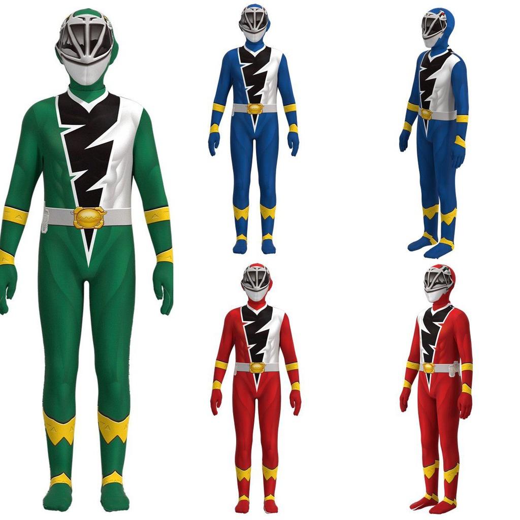 Red Green And Blue Kishiryu Sentai Ryusoulger Jumpsuit For Kids' Cosplay