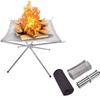 Campfire Fire Rack Foldable Mesh Fire Pit Wood Stove Stainless Steel Outdoor Camping Frame Rack Garden Backyard BBQ