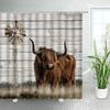 Шторки для душа с высокогорным скотом, деревенские, с изображением фермерских животных, коричневой коровы, винтажной деревянной доски, из полиэстеровой ткани, набор для декора ванной комнаты с .