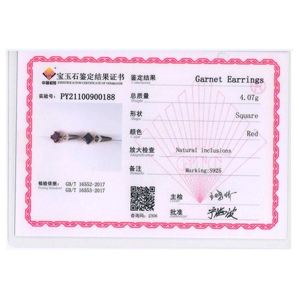 Natural Red Garnet Earring 925 Sterling Silver Fine Jewelry Unique Design for Wife Nice Gift