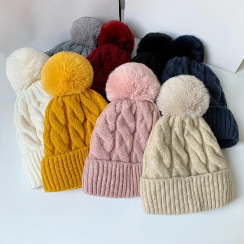 Unisex Winter Knit Beanie Hat With Cable Twist Warm Thick Acrylic Cap Men Women Kids