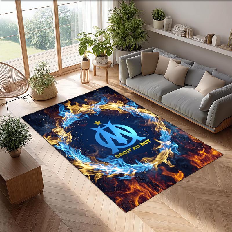 Olympique Lyonnais FC Soccer Football Pattern Soft Area Rug Non Slip Indoor Floor Carpet Sports Decor Mat for Bedroom